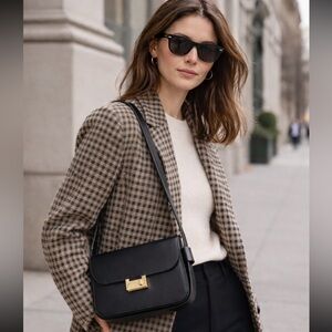 NWT All Saints Etienne Black Leather Shoulder Bag